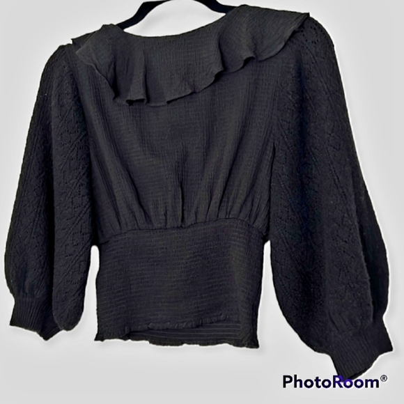 NWT Free People Woman's Blouse Sweater Scoop Neck Black Sz S - Picture 8 of 12